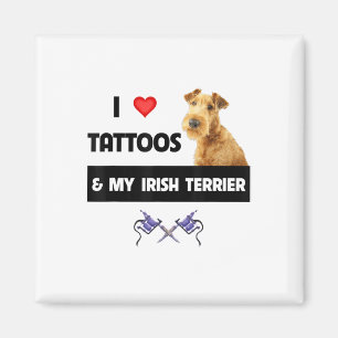 Ich Liebe Tattoos und meine irische Terrier Hund M Magnet