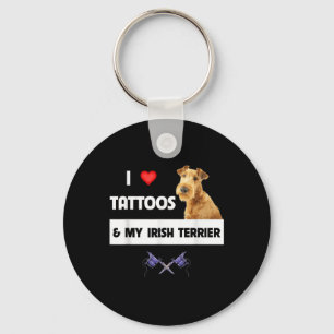 Ich Liebe Tattoos und meine irische Terrier Hund M Schlüsselanhänger