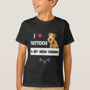 Ich Liebe Tattoos und meine irische Terrier Hund M T-Shirt