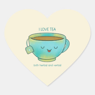 Ich liebe Tee, sowohl Kräutertee als auch verbalen Herz-Aufkleber