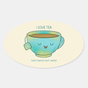 Ich liebe Tee, sowohl Kräutertee als auch verbalen Ovaler Aufkleber