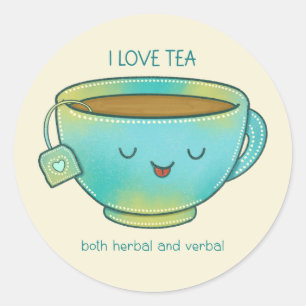 Ich liebe Tee, sowohl Kräutertee als auch verbalen Runder Aufkleber