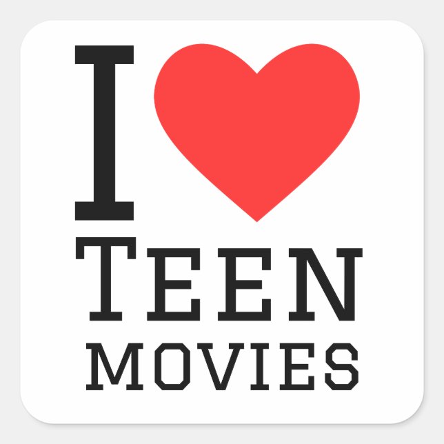 Ich Liebe Teenagerfilme Quadratischer Aufkleber (Vorderseite)