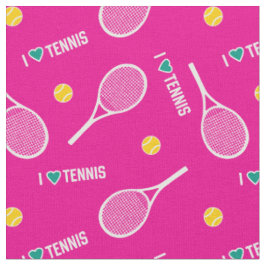 Ich Liebe Tennis auf lebendigem Rosa und Weiß Stoff