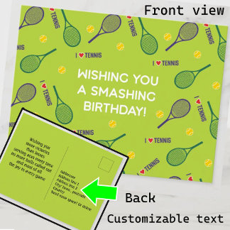 🎾 Ich 💚 Liebe Tennis Happy Geburtstag PostCard Postkarte
