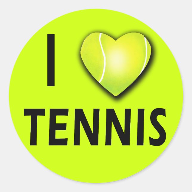 Ich Liebe Tennis mit Tennis Ball Herz Runder Aufkleber (Vorderseite)