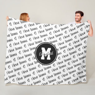 Ich Liebe Tennis Typografie Schwarz-weiß JEDE Farb Fleecedecke