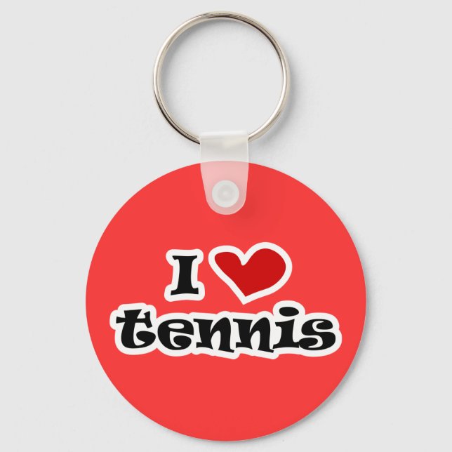 Ich Liebe Tennisgeschenke und Shirts mit Herzdesig Schlüsselanhänger (Vorderseite)