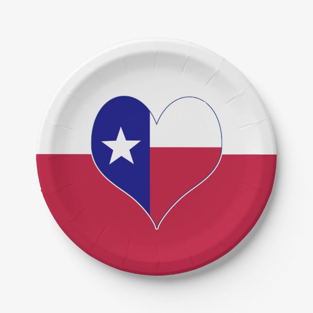 Ich Liebe Texas Flag Herz Pappteller (Vorderseite)