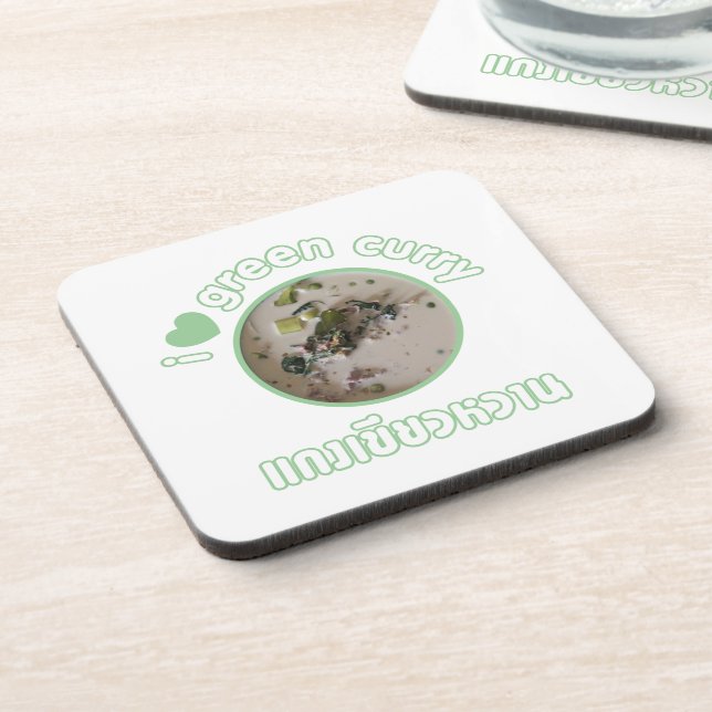 Ich Liebe Thai Green Curry ... Thailand Street Foo Getränkeuntersetzer (Linke Seite)