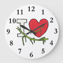 Ich Liebe-Tick-Bugs Große Wanduhr