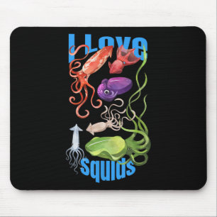 Ich liebe Tintenfische Oktopus Kopffüßer Ozean Som Mousepad