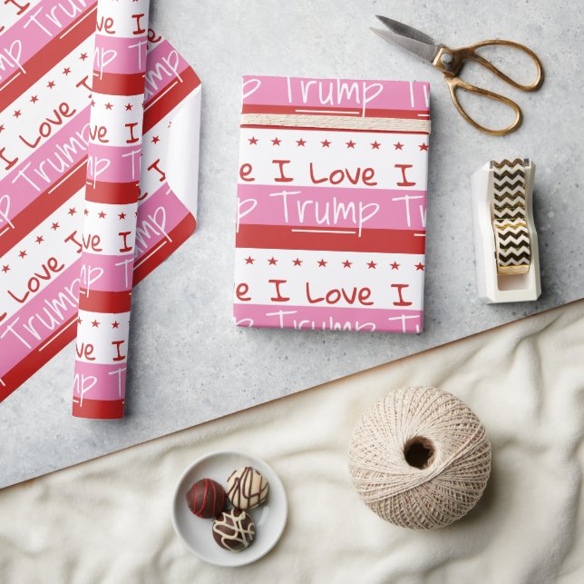 Ich Liebe Trump für Präsident Pink Wrapping Paper Geschenkpapier (Kunsthandwerk)