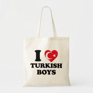 Ich liebe türkische Jungen Türkei-Flagge Herz Tragetasche