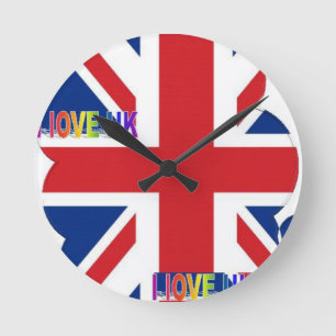 Ich liebe UK Kunst Druck Runde Wanduhr