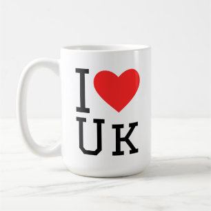Ich liebe UK Quadrat-Aufkleber Kaffeetasse