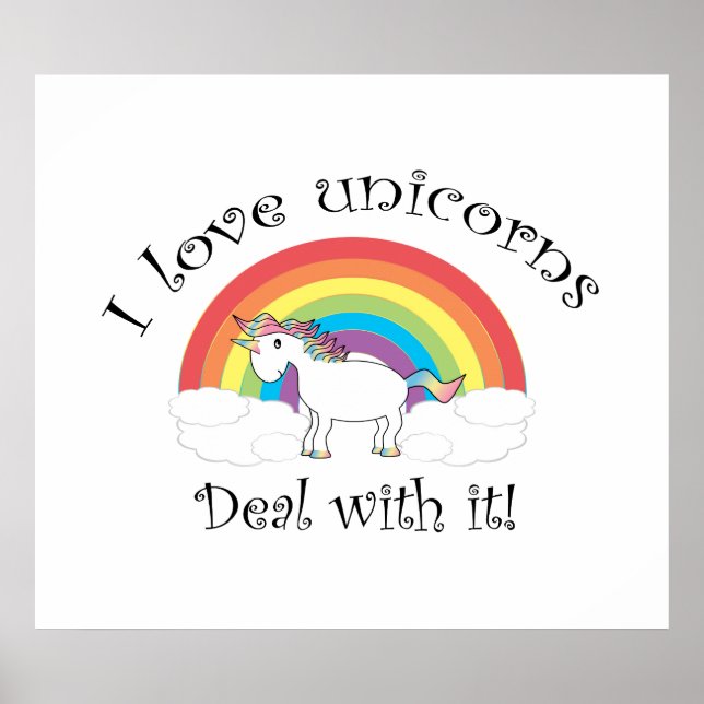 Ich Liebe unicorns Behandle mit ihm! Poster (Vorne)