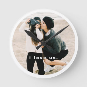 Ich liebe uns Modern Family Foto-Andenken Runde Wanduhr