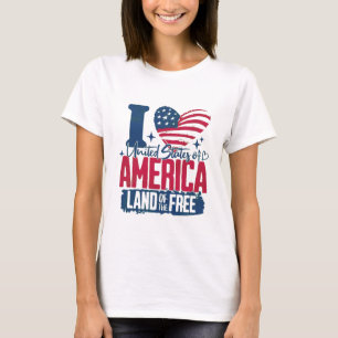 Ich liebe USA abgenutztes amerikanisches Flaggen-H T-Shirt