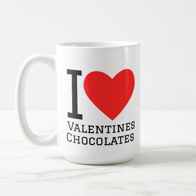 Ich liebe Valentins-Schokolade Kaffeetasse (Links)