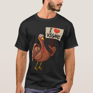 Ich liebe vegane lustige Erntedankfest-Truthahn T-Shirt