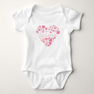 Ich Liebe Victoria herzen in rosa Baby Strampler