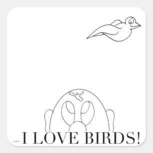 Ich liebe Vogelaufkleber Quadratischer Aufkleber