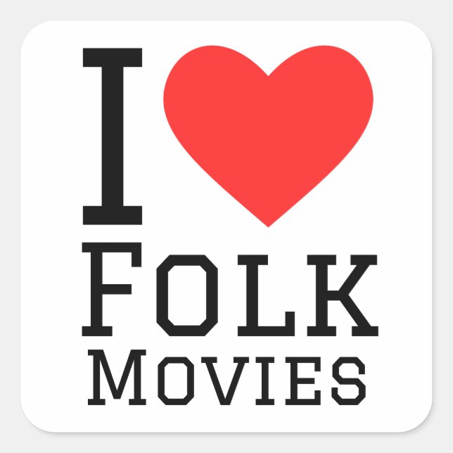 Ich Liebe Volksfilme Quadratischer Aufkleber (Vorderseite)