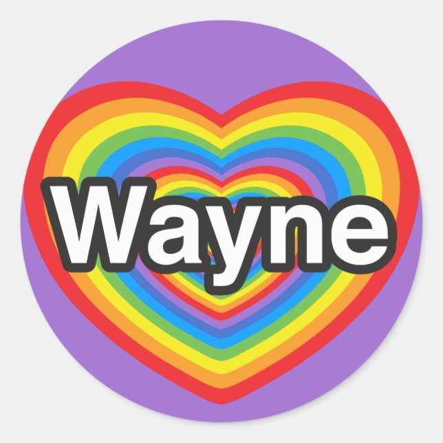 Ich Liebe Wayne. Ich Liebe dir Wayne. Herz Runder Aufkleber (Vorderseite)