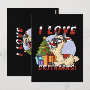 ICH LIEBE WEIHNACHTEN Lama Postkarte