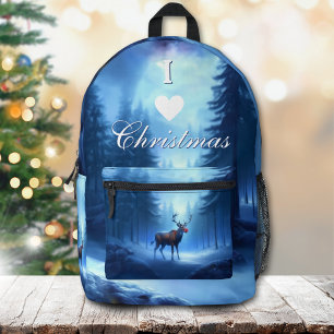 Ich liebe Weihnachten Rucksack Blau Winter Rentier