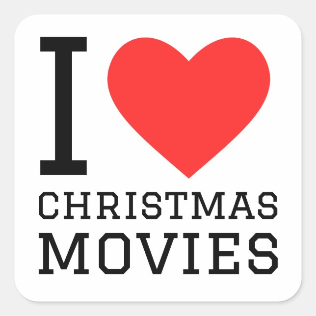 Ich Liebe Weihnachtsfilme Quadratischer Aufkleber (Vorderseite)