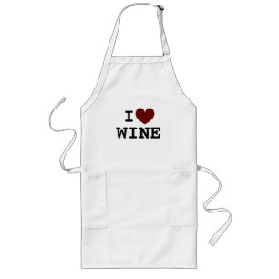 Ich liebe Wein lange weiße Küchenschürze zum Verko Schürze