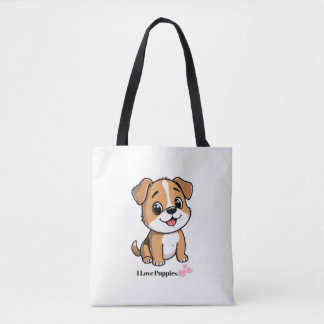 Ich liebe Welpen Süße Cartoon-Welpen-Hund-Schulter Tasche
