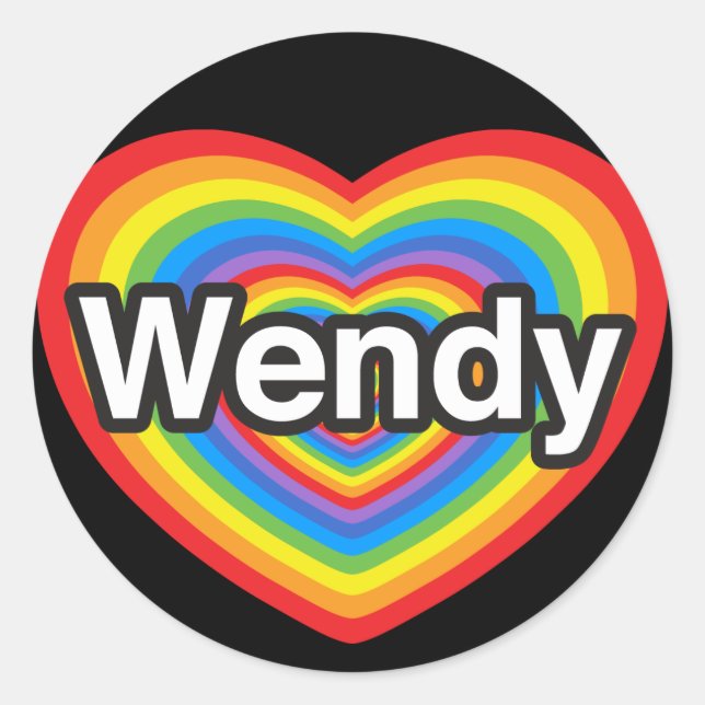 Ich Liebe Wendy. Ich Liebe dich Wendy. Herz Runder Aufkleber (Vorderseite)