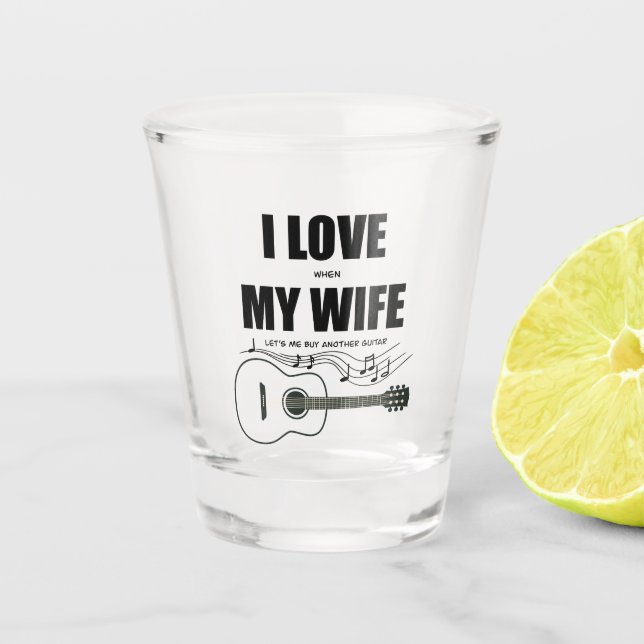 Ich Liebe, wenn meine Ehefrau mir eine andere Gita Schnapsglas (Vorderseite)