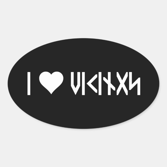 Ich Liebe Wikings! +{ Runes }+ Ovaler Aufkleber (Vorderseite)