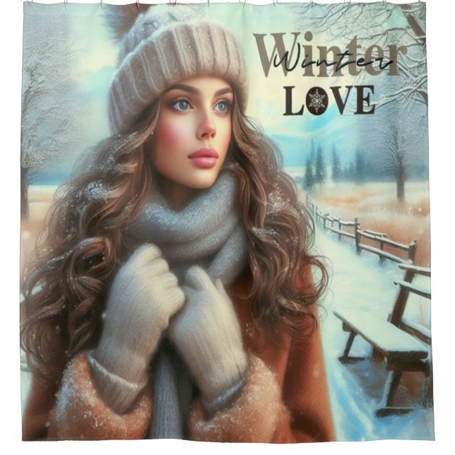 Ich Liebe Winter Duschvorhang (Vorderseite)