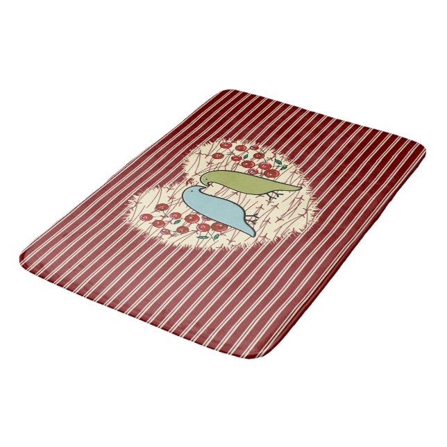 Ich Liebe Wintervögel und Berries Badematte (Schrägansicht)