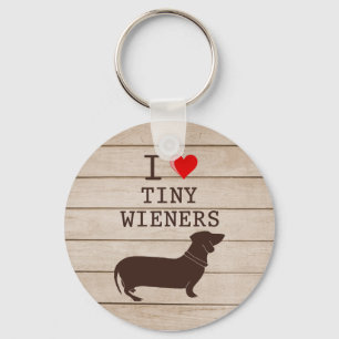 Ich liebe winzige Wiener Lustiges Dachshund-Meme Schlüsselanhänger