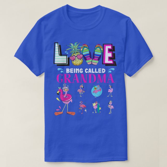 Ich Liebe wird als Oma Sommer Flamingo Mutter T-Shirt (Design vorne)