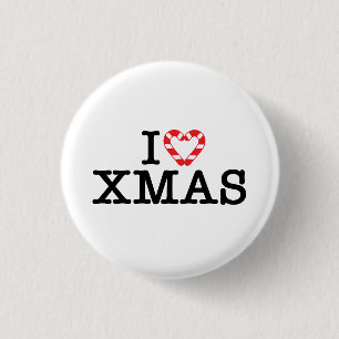 Ich liebe Xmas Candy Cane Herz Button