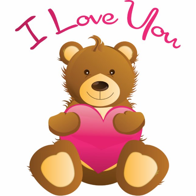 Ich Liebe You Teddy Freistehende Fotoskulptur (Vorne)