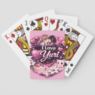 Ich liebe Yuri Kawaii Girls’ Love Anime Ästhetik Spielkarten