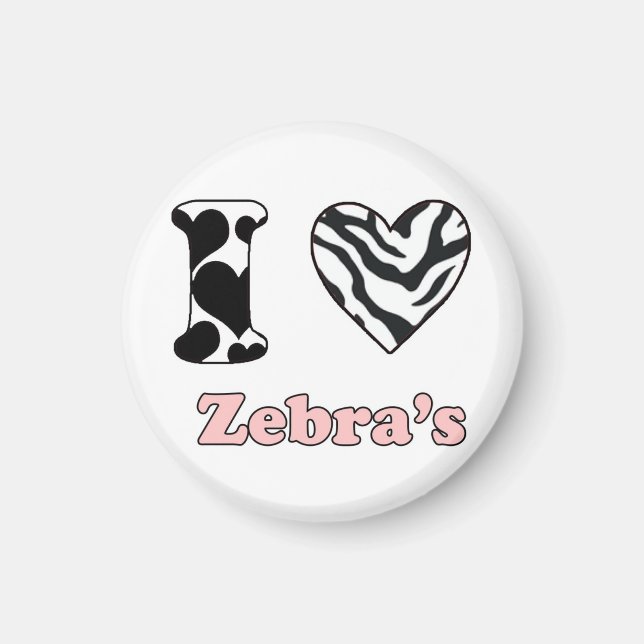 Ich Liebe Zebras Magnet (Vorne)