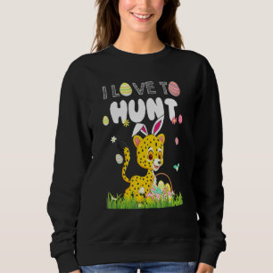 Ich Liebe zu jagen Funny Rabbit Bunny Cheetah Eier Sweatshirt