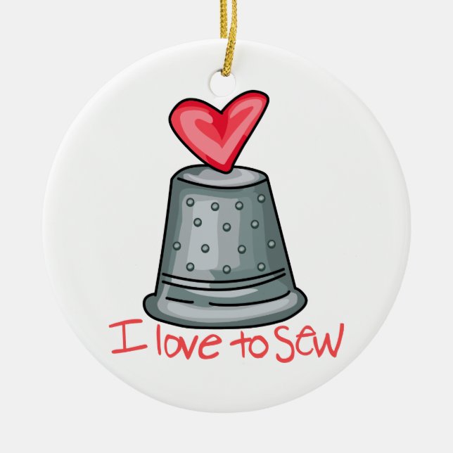 Ich Liebe zu nähen Keramik Ornament (Vorne)