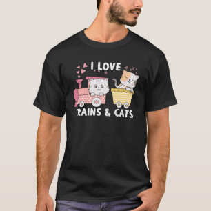 Ich Liebe Züge und Katzen mit Katzen Niedliche Kät T-Shirt