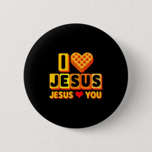 Ich liebt Jesus Waffel Herz Lustig Christlich Früh Button