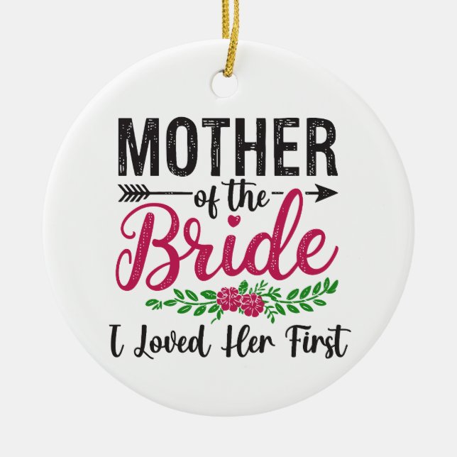 Ich liebte ihre erste Mutter der Blume des Brautga Keramik Ornament (Vorne)